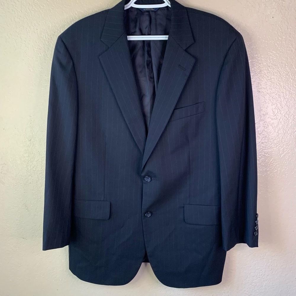 Brooks Brothers Brookease Navy Blue Pinstripe Suit Jacket Size 41R